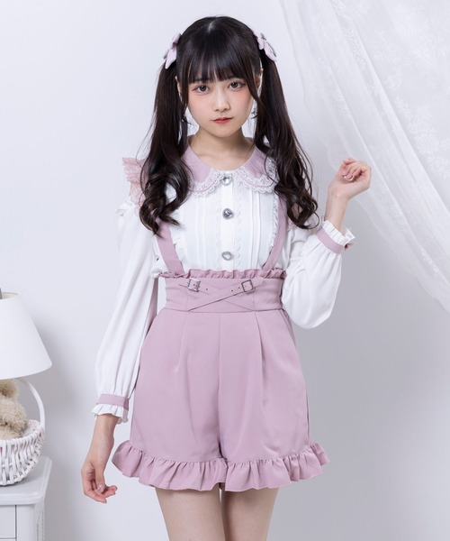 DearMyLove(ディアマイラブ)の「ガーターデザインサス付ショートパンツ(その他パンツ・レディース・ブラック×ピンク/ベビーピンク/ブラック・MEDIUM/LARGE/X-LARGE/SMALL)」の3枚目の写真