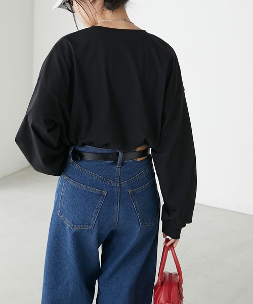BONLECILL(ボンルシール)の「オジサン&DOGサガラ刺繍オーバーロンTEE(Tシャツ/カットソー・レディース・オートミール/ブルー/オフホワイト/ブラック・FREE)」の18枚目の写真