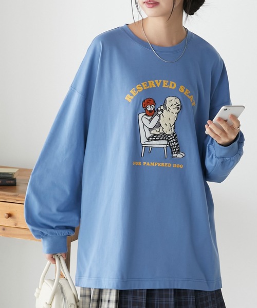 オジサン＆DOGサガラ刺繍オーバーロンTEE（Tシャツ/カットソー