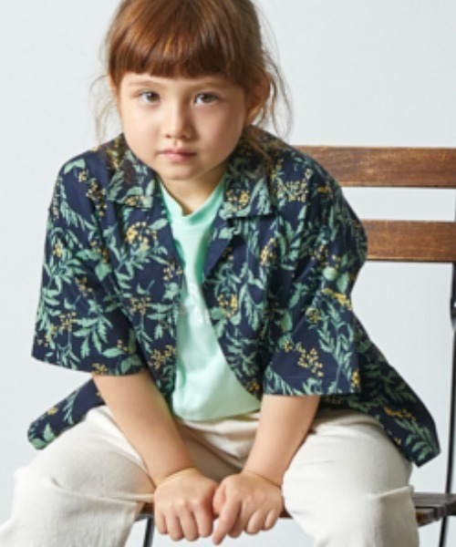 EAST END HIGHLANDERS（イーストエンドハイランダーズ）の「East End Highlanders / ボタニカルプリント開襟シャツ<100-120cm>（シャツ/ブラウス・キッズ・マスタード/ネイビー・110/120/100）」の2枚目の写真
