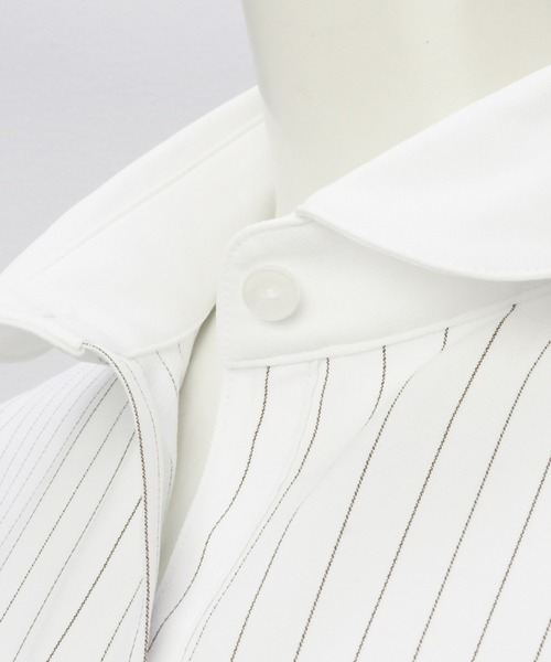 TOKYO SHIRTS（トウキョウシャツ）の「【吸水速乾】【COFREX】ラウンドクレリック 長袖ブラウス（シャツ/ブラウス・レディース・ホワイト・S/M/L/LL）」の4枚目の写真
