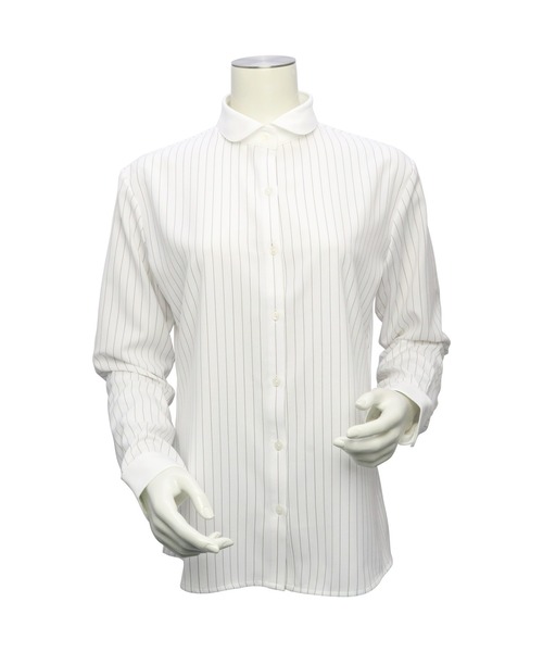 TOKYO SHIRTS（トウキョウシャツ）の「【吸水速乾】【COFREX】ラウンドクレリック 長袖ブラウス（シャツ/ブラウス・レディース・ホワイト・S/M/L/LL）」の2枚目の写真
