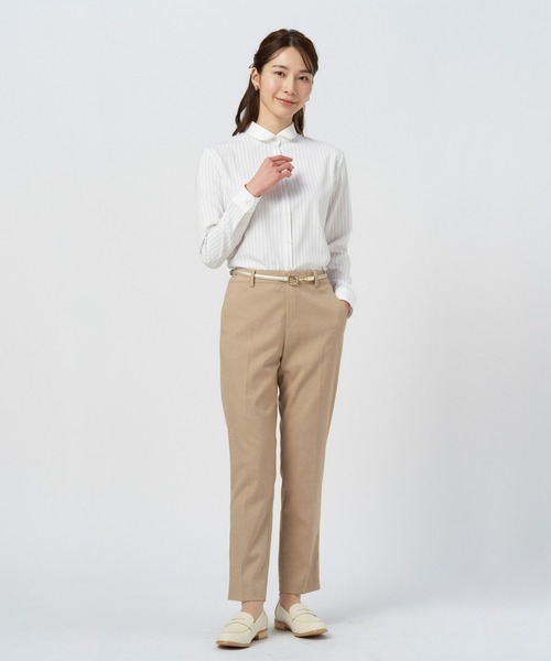 TOKYO SHIRTS（トウキョウシャツ）の「【吸水速乾】【COFREX】ラウンドクレリック 長袖ブラウス（シャツ/ブラウス・レディース・ホワイト・S/M/L/LL）」の6枚目の写真