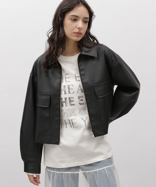 LAKOLE（ラコレ）の「エリツキレザーブルゾン / 101685（ブルゾン・レディース・アイボリー/ブラック・MEDIUM/SMALL）」の2枚目の写真