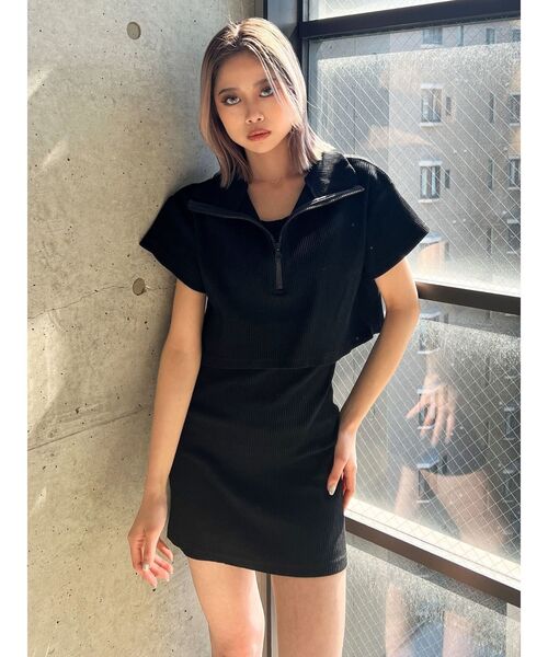 GYDA（ジェイダ）の「two pieceレイヤードテレコワンピース（ワンピース・レディース・ブラック/グレー・FREE）」の15枚目の写真