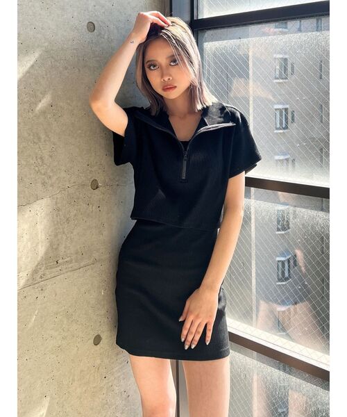 GYDA（ジェイダ）の「two pieceレイヤードテレコワンピース（ワンピース・レディース・ブラック/グレー・FREE）」の16枚目の写真