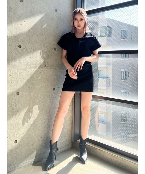 GYDA（ジェイダ）の「two pieceレイヤードテレコワンピース（ワンピース・レディース・ブラック/グレー・FREE）」の19枚目の写真