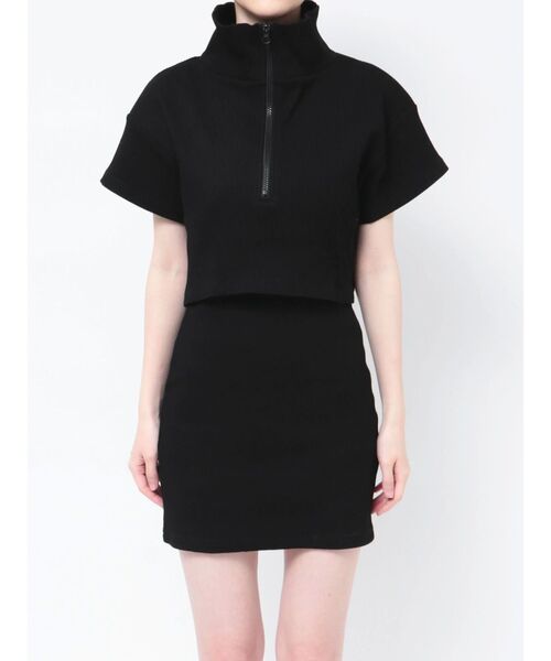 GYDA（ジェイダ）の「two pieceレイヤードテレコワンピース（ワンピース・レディース・ブラック/グレー・FREE）」の3枚目の写真