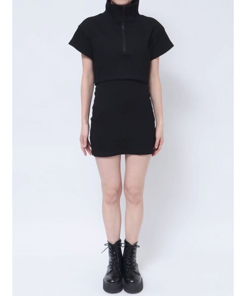 GYDA（ジェイダ）の「two pieceレイヤードテレコワンピース（ワンピース・レディース・ブラック/グレー・FREE）」の12枚目の写真