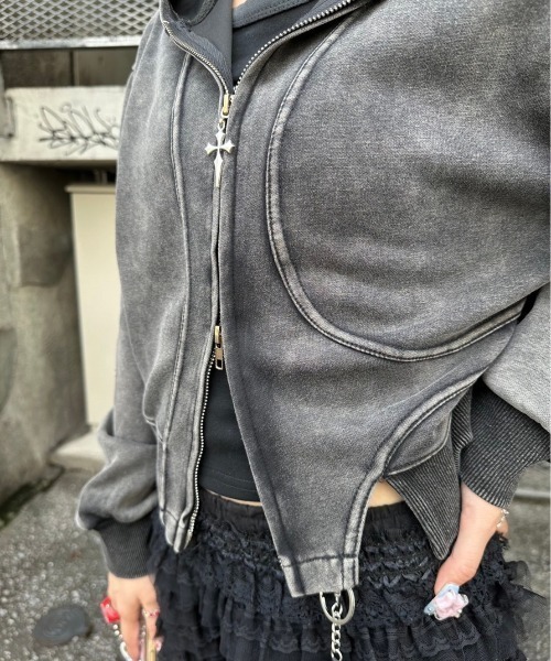 XU y2k grunge 地雷 韓国 ストリート ダブルジップパーカー 楽天市場】正規品【XU meld zip up hoodie (2color)】ストリート