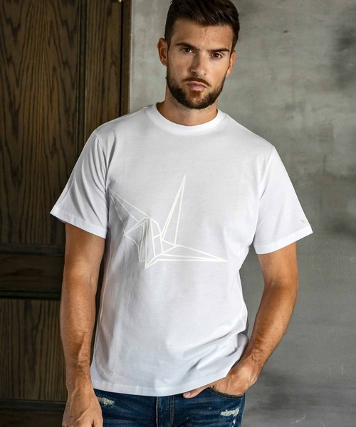 【セール】1PIU1UGUALE3 RELAX(ウノピゥウノウグァーレトレ リラックス)折り鶴プリント半袖Tシャツ（Tシャツ/カットソー）｜1PIU1UGUALE3 RELAX （ウノピゥウノウグァーレトレ リラックス）