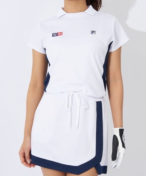 FILA GOLF（フィラゴルフ ）の「【FILA GOLF/フィラゴルフ】レディースストレッチワンピース　ゴルフ（ワンピース・レディース・ホワイト/ネイビー・LARGE/X-LARGE/MEDIUM）」の7枚目の写真