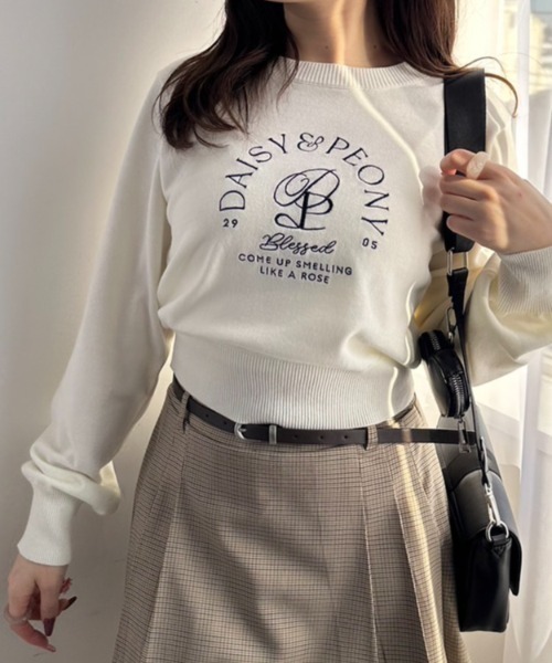 OLIVE des OLIVE（オリーブデオリーブ）の「刺繍ロゴニット　1041050130（ニット/セーター・レディース・オフホワイト/サックスブルー/トップグレー/ネイビー・FREE）」の2枚目の写真