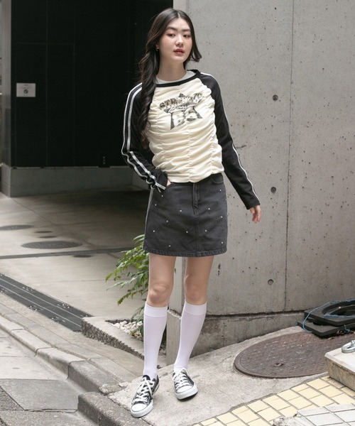 3.3 Field Trip （3.3フィールドトリップ）の「3.3 Field Trip／シャーリングラインロングスリーブ 2100060（Tシャツ/カットソー・レディース・グレー/アイボリー・FREE）」の3枚目の写真