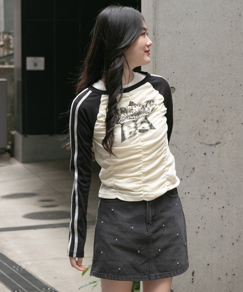 3.3 Field Trip （3.3フィールドトリップ）の「3.3 Field Trip／シャーリングラインロングスリーブ 2100060（Tシャツ/カットソー・レディース・グレー/アイボリー・FREE）」の5枚目の写真