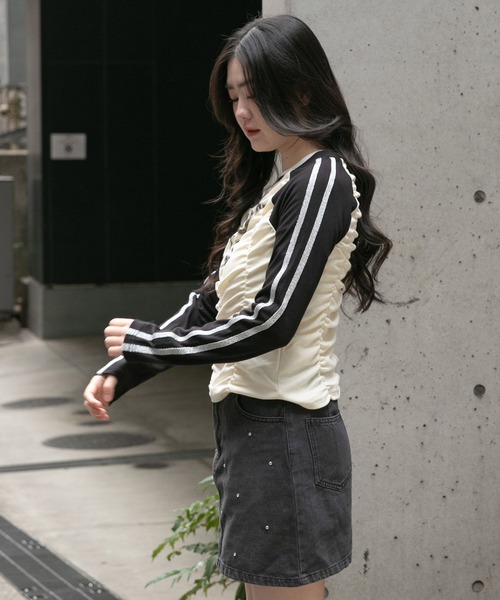 3.3 Field Trip （3.3フィールドトリップ）の「3.3 Field Trip／シャーリングラインロングスリーブ 2100060（Tシャツ/カットソー・レディース・グレー/アイボリー・FREE）」の6枚目の写真