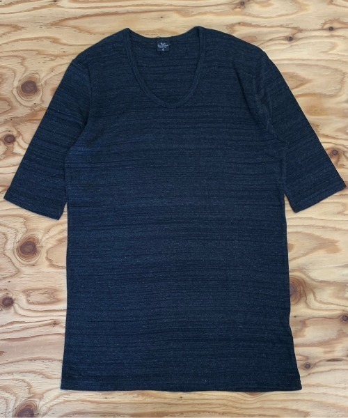VIBGYOR(ヴィブジョー)の「フライス 5分袖 Uネック メランジ&ソリッドフライス(Tシャツ/カットソー・メンズ・ホワイト/チャコールグレー/杢グレー/ブラック/グレー系その他/ワイン/ダークブルー・MEDIUM/LARGE)」の8枚目の写真