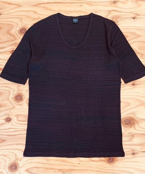 VIBGYOR(ヴィブジョー)の「フライス 5分袖 Uネック メランジ&ソリッドフライス(Tシャツ/カットソー・メンズ・ホワイト/チャコールグレー/杢グレー/ブラック/グレー系その他/ワイン/ダークブルー・MEDIUM/LARGE)」の9枚目の写真