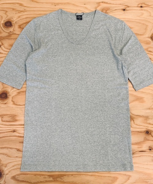 VIBGYOR(ヴィブジョー)の「フライス 5分袖 Uネック メランジ&ソリッドフライス(Tシャツ/カットソー・メンズ・ホワイト/チャコールグレー/杢グレー/ブラック/グレー系その他/ワイン/ダークブルー・MEDIUM/LARGE)」の13枚目の写真