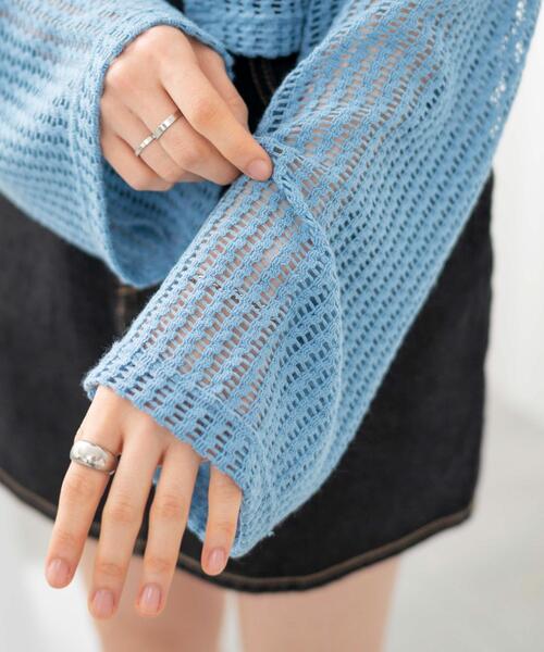 WEGO（ウィゴー）の「WEGO/メッシュリボンカーディガン（カーディガン/ボレロ・レディース・ホワイト/サックスブルー/ブラック・FREE）」の5枚目の写真