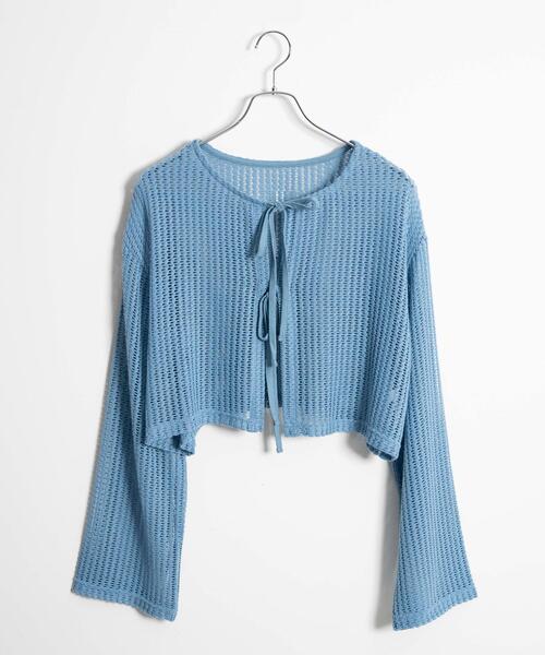 WEGO（ウィゴー）の「WEGO/メッシュリボンカーディガン（カーディガン/ボレロ・レディース・ホワイト/サックスブルー/ブラック・FREE）」の8枚目の写真