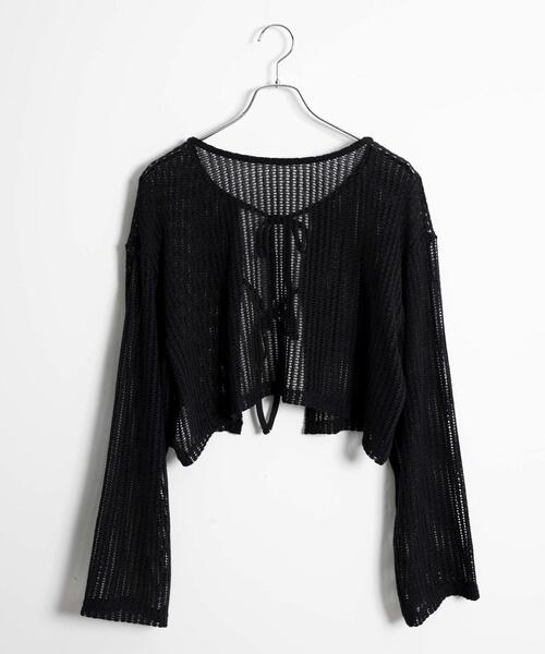 WEGO（ウィゴー）の「WEGO/メッシュリボンカーディガン（カーディガン/ボレロ・レディース・ホワイト/サックスブルー/ブラック・FREE）」の9枚目の写真