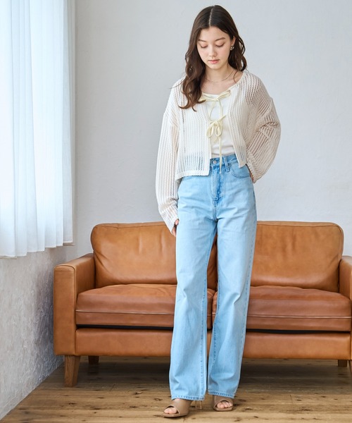 WEGO（ウィゴー）の「WEGO/メッシュリボンカーディガン（カーディガン/ボレロ・レディース・ホワイト/サックスブルー/ブラック・FREE）」の12枚目の写真