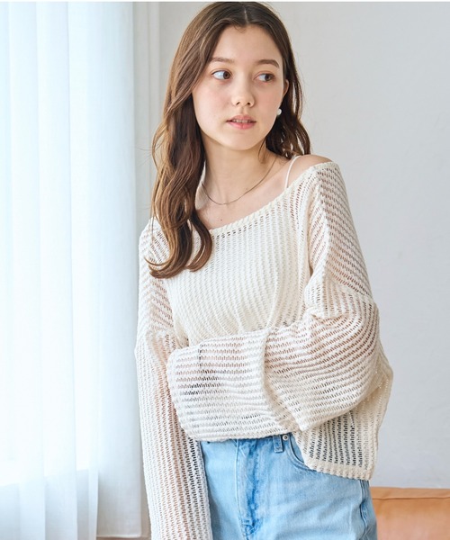 WEGO（ウィゴー）の「WEGO/メッシュリボンカーディガン（カーディガン/ボレロ・レディース・ホワイト/サックスブルー/ブラック・FREE）」の18枚目の写真