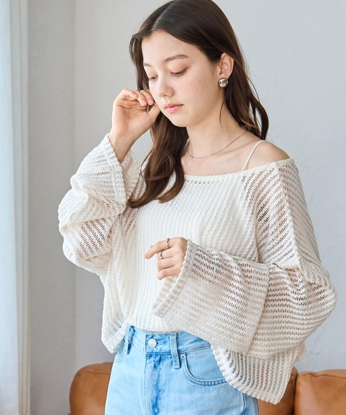 WEGO（ウィゴー）の「WEGO/メッシュリボンカーディガン（カーディガン/ボレロ・レディース・ホワイト/サックスブルー/ブラック・FREE）」の19枚目の写真