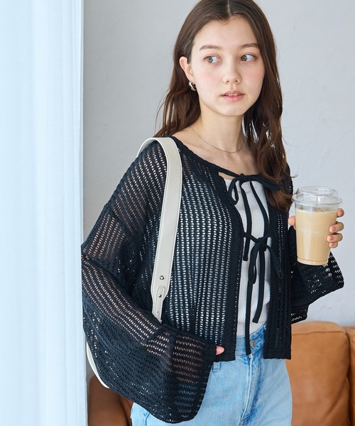 WEGO（ウィゴー）の「WEGO/メッシュリボンカーディガン（カーディガン/ボレロ・レディース・ホワイト/サックスブルー/ブラック・FREE）」の21枚目の写真