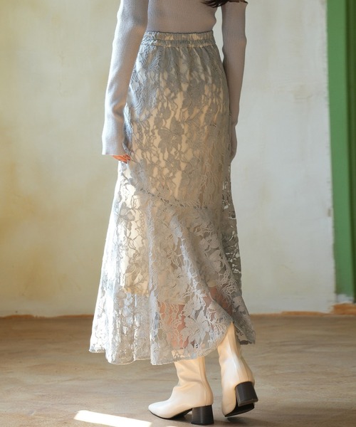 SAISON DE PAPILLON(セゾンドパピヨン)の「総レースアシンメトリーマーメイドスカート(スカート・レディース・ブルー/アイボリー/ピンクベージュ・XS/S/M/L)」の18枚目の写真