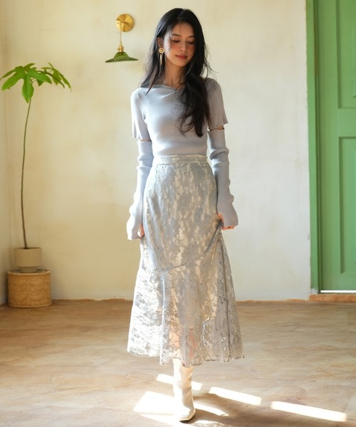 SAISON DE PAPILLON(セゾンドパピヨン)の「総レースアシンメトリーマーメイドスカート(スカート・レディース・ブルー/アイボリー/ピンクベージュ・XS/S/M/L)」の19枚目の写真