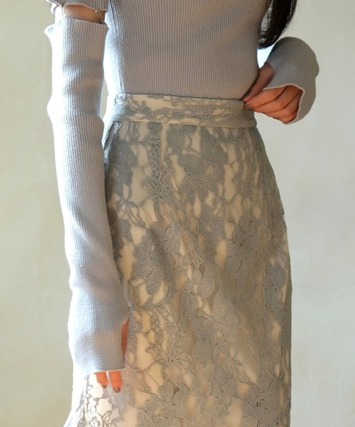 SAISON DE PAPILLON(セゾンドパピヨン)の「総レースアシンメトリーマーメイドスカート(スカート・レディース・ブルー/アイボリー/ピンクベージュ・XS/S/M/L)」の13枚目の写真