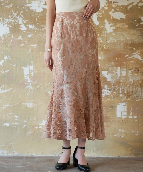 SAISON DE PAPILLON(セゾンドパピヨン)の「総レースアシンメトリーマーメイドスカート(スカート・レディース・ブルー/アイボリー/ピンクベージュ・XS/S/M/L)」の14枚目の写真