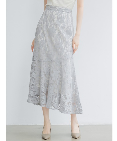 SAISON DE PAPILLON(セゾンドパピヨン)の「総レースアシンメトリーマーメイドスカート(スカート・レディース・ブルー/アイボリー/ピンクベージュ・XS/S/M/L)」の5枚目の写真