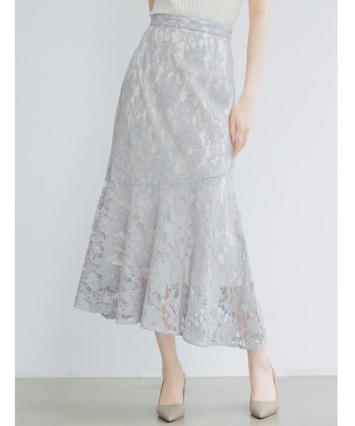 SAISON DE PAPILLON(セゾンドパピヨン)の「総レースアシンメトリーマーメイドスカート(スカート・レディース・ブルー/アイボリー/ピンクベージュ・XS/S/M/L)」の6枚目の写真