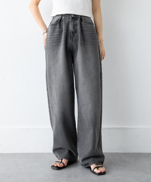 Chillfar(チルファー)の「ウエストフックルーズデニム(デニムパンツ・レディース・スミクロ/ブラック/ブルー・FREE)」の2枚目の写真