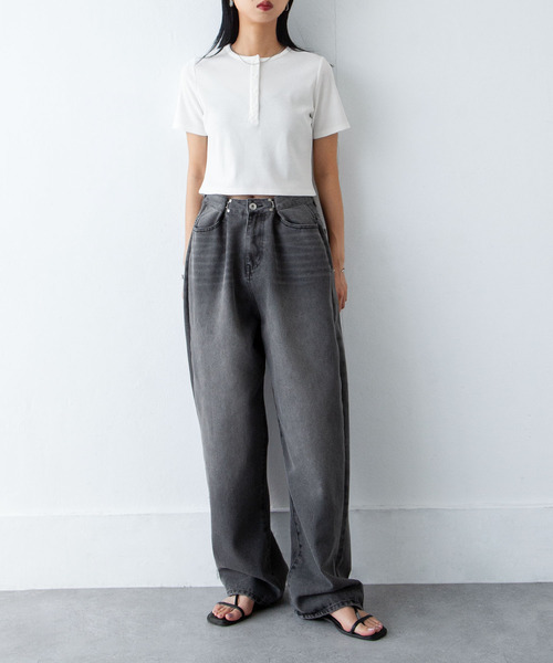 Chillfar(チルファー)の「ウエストフックルーズデニム(デニムパンツ・レディース・スミクロ/ブラック/ブルー・FREE)」の6枚目の写真