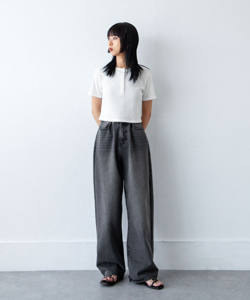 Chillfar(チルファー)の「ウエストフックルーズデニム(デニムパンツ・レディース・スミクロ/ブラック/ブルー・FREE)」の8枚目の写真