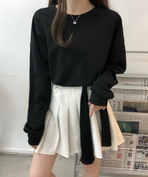 INGEBORG★新品★バックリボンプルオーバー 黒 セール】バックリボン ショート丈 プルオーバー トップス（T