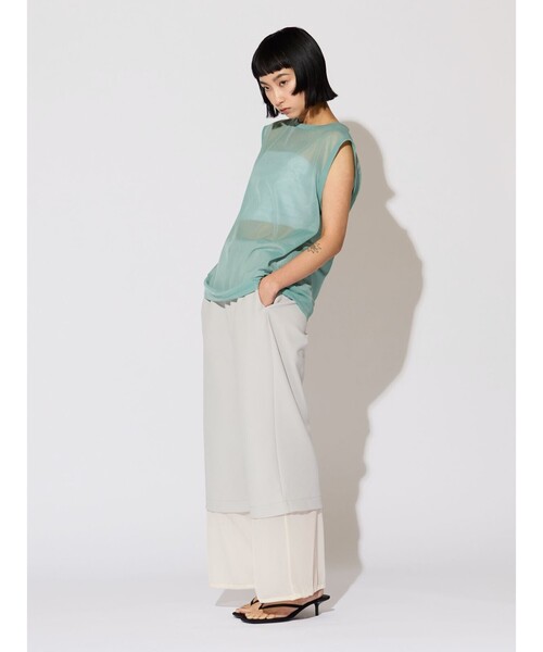 MIDIUMISOLID(ミディウミソリッド)の「MIDIUMISOLID for Ladies レイヤードパンツ(その他パンツ・レディース・ブラック/ライトグレー・FREE)」の6枚目の写真