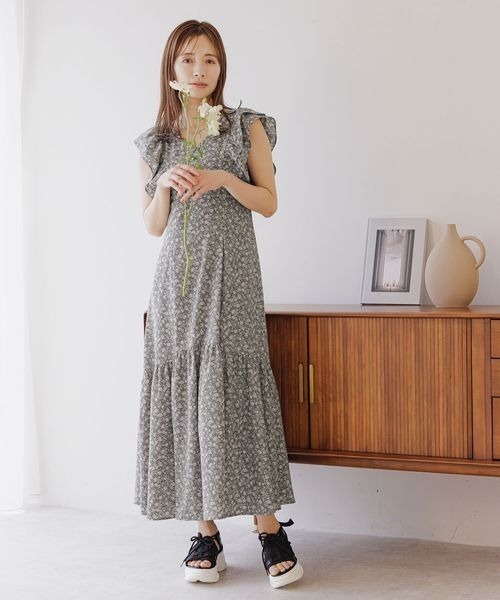 mysty woman（ミスティウーマン）の「フリルフレンチスリーブワンピ