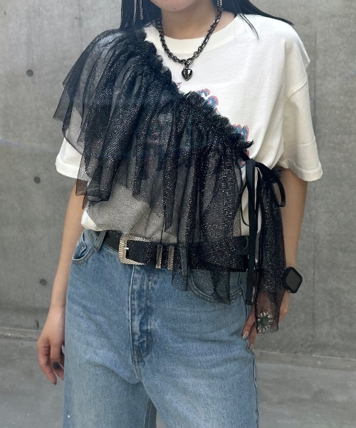 PAGEBOY（ページボーイ）の「ラメチュールフリルカラー（付け襟・レディース・ホワイト/ブラック・FREE）」の11枚目の写真