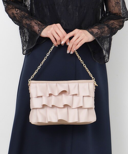 OPAQUE.CLIP(オペークドットクリップ)の「◆【2WAY】フリルティアードバッグ(クラッチバッグ・レディース・ブラック/ベージュ・00)」の3枚目の写真