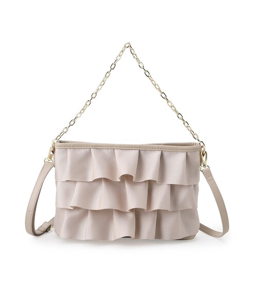 OPAQUE.CLIP(オペークドットクリップ)の「◆【2WAY】フリルティアードバッグ(クラッチバッグ・レディース・ブラック/ベージュ・00)」の4枚目の写真