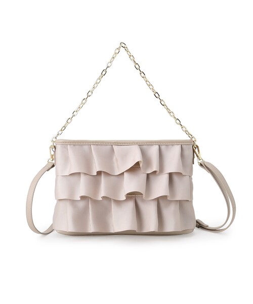 OPAQUE.CLIP(オペークドットクリップ)の「◆【2WAY】フリルティアードバッグ(クラッチバッグ・レディース・ブラック/ベージュ・00)」の6枚目の写真