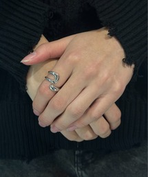 【OKUOKU　0909】　シルバープレーティング　デザインリング　フリーサイズ　 / chi-ring-g2