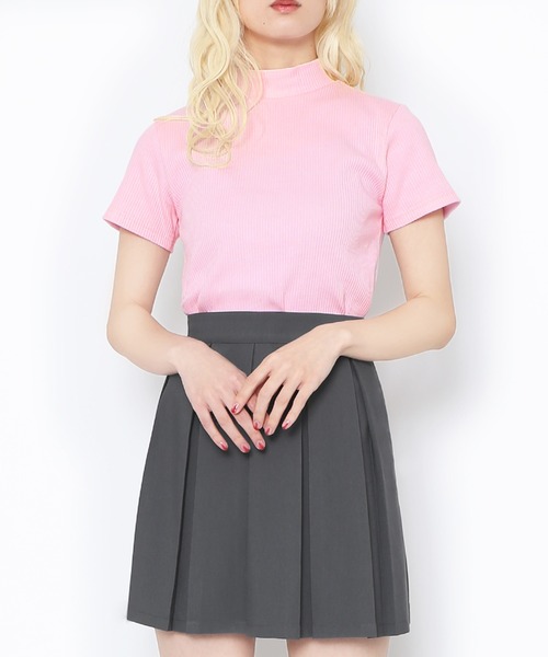 PUNYUS(プニュズ)の「パステルハイネックリブTシャツ(Tシャツ/カットソー・レディース・サックスブルー/ライトピンク/グリーン・1/2/3/4)」の3枚目の写真