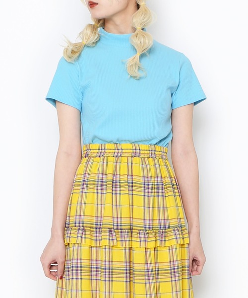 PUNYUS(プニュズ)の「パステルハイネックリブTシャツ(Tシャツ/カットソー・レディース・サックスブルー/ライトピンク/グリーン・1/2/3/4)」の4枚目の写真
