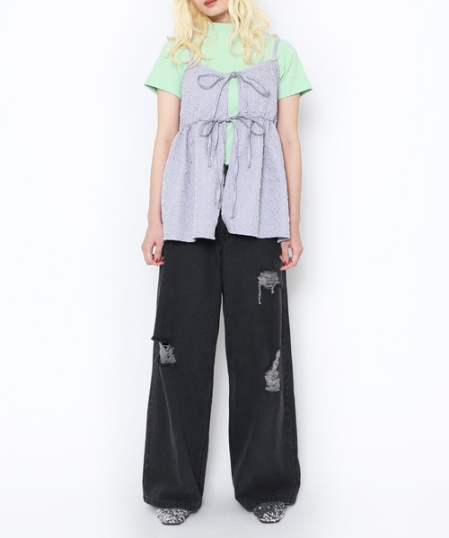 PUNYUS(プニュズ)の「パステルハイネックリブTシャツ(Tシャツ/カットソー・レディース・サックスブルー/ライトピンク/グリーン・1/2/3/4)」の17枚目の写真